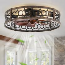 Ventilador de Techo LEDIARY 23" Estilo Rústico Empotrado con Control Remoto