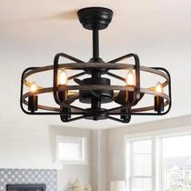 Ventilador de Techo NOXARTE de 25" con Jaula y Luz, Estilo Rústico Industrial