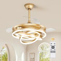 Ventilador de Techo Retráctil LEDIARY 107 cm con Luz 6 Velocidades Dorado