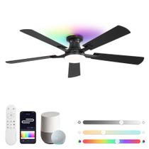 Ventilador de techo ZMISHIBO 132 cm con luces RGB y control remoto Alexa