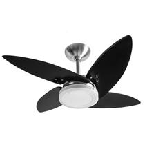 Ventilador de Teto 110v Led Alumínio Escovado Azzam Preto/Alumínio escovado