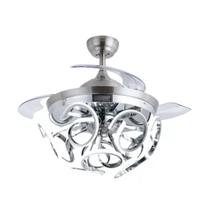 Ventilador de Teto 1367S Prata Retrátil, LED 3 Cores e Design Inovador