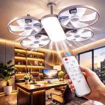 Ventilador de Teto 2 em 1- Silencioso com Luz LED Dimerizável Design Dobrável, Elétrico e Moderno