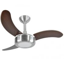 Ventilador de Teto 2008 Lux Alumínio Escovado 03 Pás Tabaco Infinity com Luminária LED 127v
