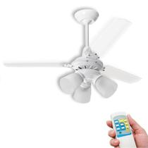 Ventilador De Teto 3 Lâmpadas Rubi Branco Transparente Loren Sid e Controle Remoto Ventilador De Teto 3 Lâmpadas Rubi Branco Transparente Loren Sid e Controle Remoto