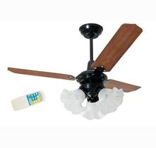 Ventilador de Teto 3 Lâmpadas Tulipa Loren Sid Preto + Controle Remoto