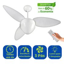 Ventilador de Teto 3 pás com Controle Remoto Potente Silencioso Timer Inverter Ventisol Bivolt