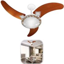 Ventilador de Teto 3 Pas Marrom Turbo 3 Velocidades 127v Lustre em Vidro 2 Lampadas - DELTA