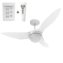 Ventilador de Teto Aliseu Terral com controle remoto e parede - 3 Pás Brancas, com luminária