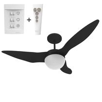 Ventilador de Teto Aliseu Terral com controle remoto e parede - 3 Pás Pretas, com luminária Ventilador de Teto Aliseu Terral com controle remoto e parede - 3 Pás Pretas, com luminária