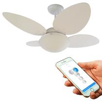 Ventilador de Teto Aliseu Vime Branco Plus com Controle Bluetooth via app, Controle Remoto e Controle de Parede