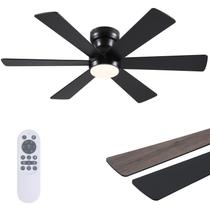 Ventilador de teto Asyko 46" de perfil baixo com luz e controle remoto, preto