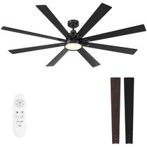Ventilador de teto Autoday 62" 8-Blade Matte Black Wood LED Remote