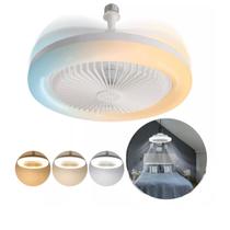 Ventilador De Teto Branco Pequeno Led Integrado Silencioso E27 Ajustável