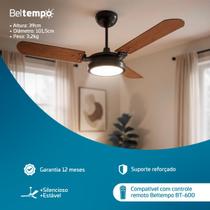 Ventilador de Teto Brizzo Plafon LED 6500K Beltempo Potente Silencioso Econômico Compatível com Controle BT600