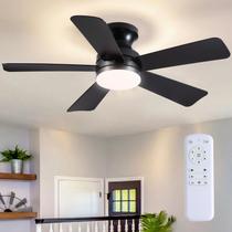 Ventilador de Teto BYKISTOK 41" Preto com Luz LED e Controle Remoto, 6 Velocidades