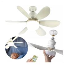 Ventilador De Teto C/ Lâmpada Led + Controle Para Bocal E27 5 Pás