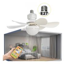 Ventilador De Teto C/ Lâmpada P/ Bucal E27 6 Pás C/ Controle Estrutura Branco Pás Branco Diâmetro 42