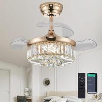 Ventilador de teto Chandelier DumaiWay 30 Golden com cristal claro