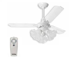 Ventilador de Teto com Controle Remoto 3 Lâmpadas Tulipa Loren Sid Transparente