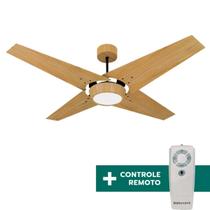 Ventilador de Teto Com Controle Remoto Natuvent Callis Led 4 Pás Madeira Freijó
