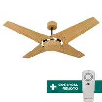 Ventilador de Teto Com Controle Remoto Natuvent Callis No Light 4 Pás Madeira Freijó