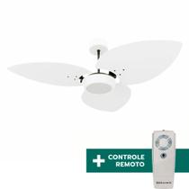 Ventilador de Teto Com Controle Remoto Natuvent Dahlia Led 3 Pás Madeira Branco