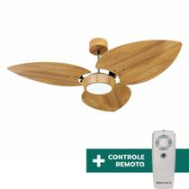 Ventilador de Teto Com Controle Remoto Natuvent Dahlia Led 3 Pás Madeira Teca