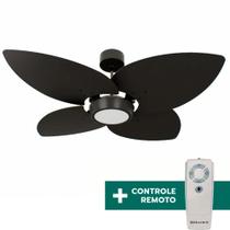 Ventilador de Teto Com Controle Remoto Natuvent Dahlia Led 4 Pás Madeira Preto