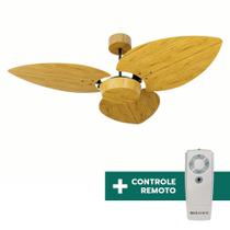 Ventilador de Teto Com Controle Remoto Natuvent Dahlia No Light 3 Pás Madeira Freijó