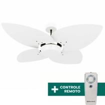 Ventilador de Teto Com Controle Remoto Natuvent Dahlia No Light 4 Pás Madeira Branco