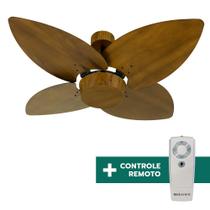 Ventilador de Teto Com Controle Remoto Natuvent Dahlia No Light 4 Pás Madeira Imbuia