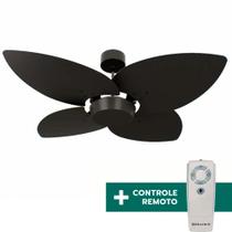 Ventilador de Teto Com Controle Remoto Natuvent Dahlia No Light 4 Pás Madeira Preto