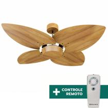 Ventilador de Teto Com Controle Remoto Natuvent Dahlia No Light 4 Pás Madeira Teca