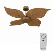 Ventilador de Teto Com Controle Remoto Natuvent Flower No Light 4 Pás Madeira Imbuia Ventilador de Teto Com Controle Remoto Natuvent Flower No Light 4 Pás Madeira Imbuia