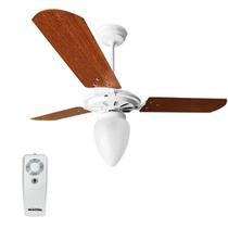 Ventilador de Teto com Controle Remoto Rico 150w e 180w Branco Pás Mogno Ventex