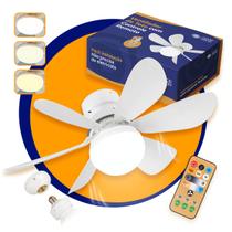 Ventilador De Teto Com Lâmpada Cor Branca Bivolt Silencioso 6 Pás Com Controle Remoto Para Bocal E27 - Good Vision Ventilador De Teto Com Lâmpada Cor Branca Bivolt Silencioso 6 Pás Com Controle Remoto Para Bocal E27 - Good Vision