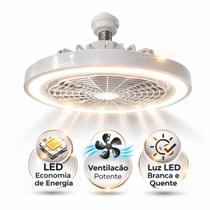 Ventilador de Teto com Lâmpada LED 3 Cores, Design Sofisticado, Funcionamento Silencioso e Economia de Energia