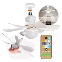 Ventilador de Teto com lâmpada LED Controle Remoto Encaixe E27 Silencioso 3 Velocidades ventilador luz Potentes Premium