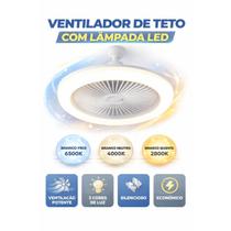 Ventilador de Teto com LED 3 Cores para Sala e Quarto com Design Moderno e Econômico