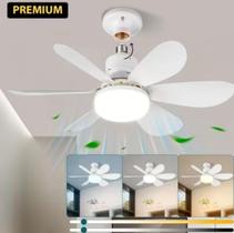 Ventilador De Teto Com LED Controle Remoto 6 Pás Silencioso Moderno Bivolt110 e 220