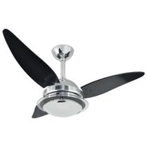 Ventilador de Teto com Luminária Infinity 1033 Preto Cromado 3 Pás Folha 127v Silencioso e Econômico