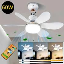 Ventilador de Teto com Luminária LED, 6 Lâminas, Controle Remoto, Silencioso,60w original