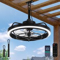 Ventilador de teto com luz concisa externa de 20 cm à prova d'água