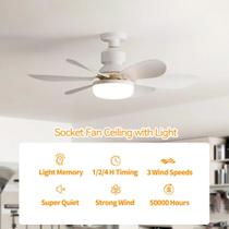 Ventilador de teto Com Luz para pequenos espaços (6 Hélices) ajustável Rotação e Temperatura Do Ventilador