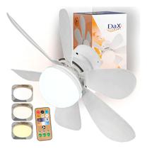 Ventilador De Teto Cor Branca Com Lâmpada Silencioso 6 Pás Com Controle Remoto Para Bocal - Dax Ilumine Ventilador De Teto Cor Branca Com Lâmpada Silencioso 6 Pás Com Controle Remoto Para Bocal - Dax Ilumine