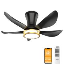 Ventilador de teto DAMINY 30" Black Gold 5 Blades Light Remote