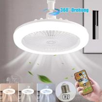 Ventilador de teto decorativo com Ângulo ajustável 30w 9 polegada com 3 teperatura de luz e 3 velocidade na cor branco - opsshopping