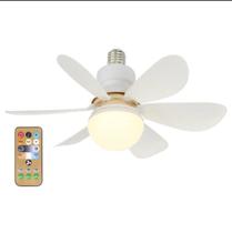 ventilador de teto decorativo na cor Branco com luz e controle remoto potencia 40w tamanho 52 cm - opsshopping