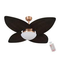 Ventilador de Teto Dormamu Cobre 4 Pás Palmae Tabaco 220V com Controle